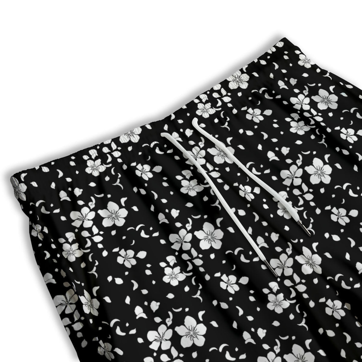 Cherry Blossom White And Black Print Men's Athletic Shorts