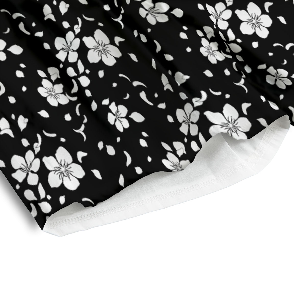 Cherry Blossom White And Black Print Men's Athletic Shorts