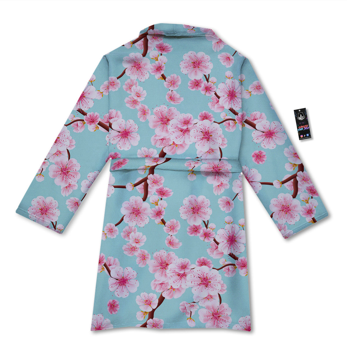 Cherry Blossom White Print Pattern Bathrobe-grizzshop
