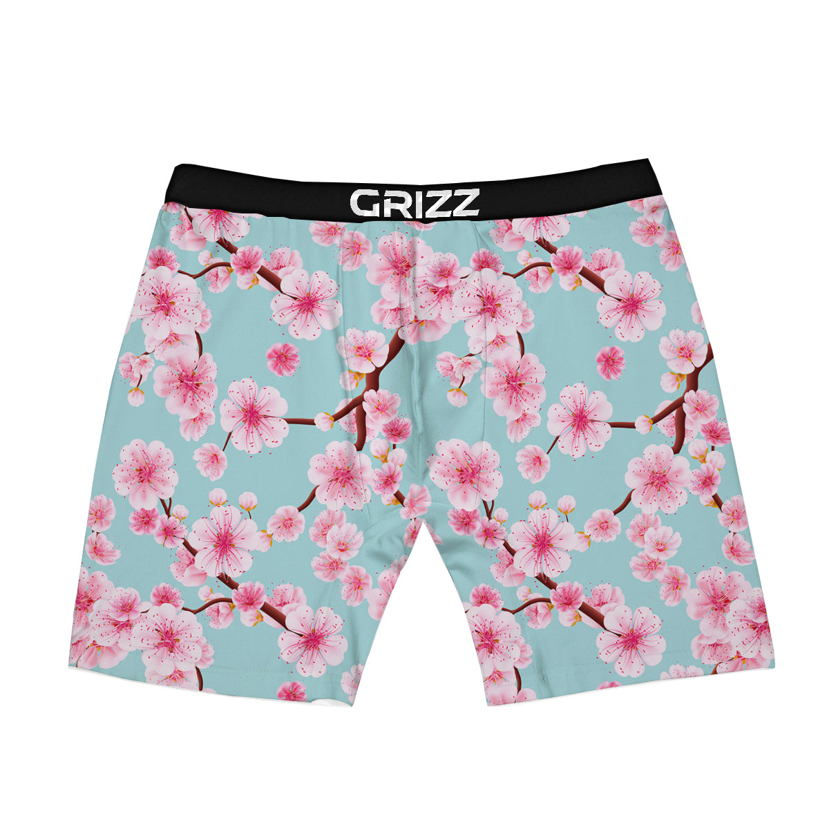 Cherry Blossom White Print Pattern Boxer Briefs-grizzshop