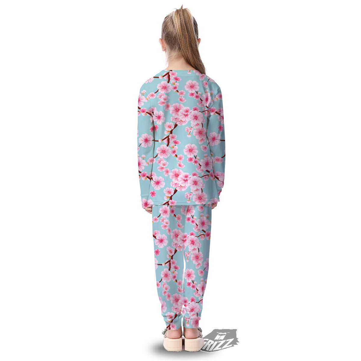 Cherry Blossom White Print Pattern Kid's Pajamas-grizzshop