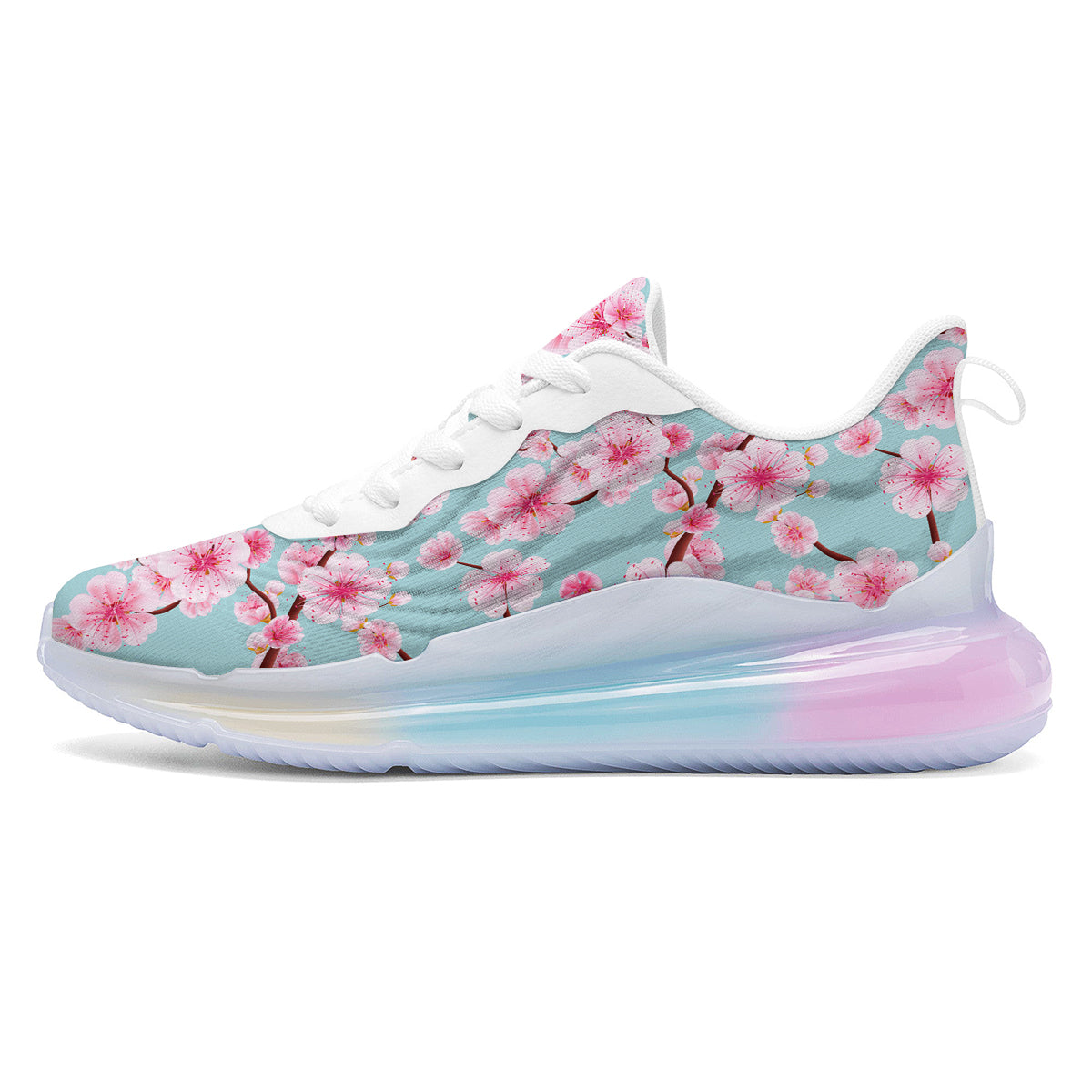 Cherry Blossom White Print Pattern Running Sneakers-grizzshop