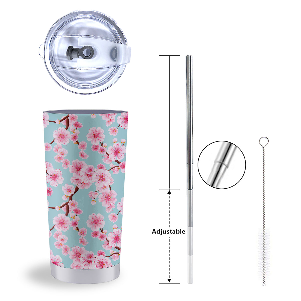 Cherry Blossom White Print Pattern Tumbler-grizzshop