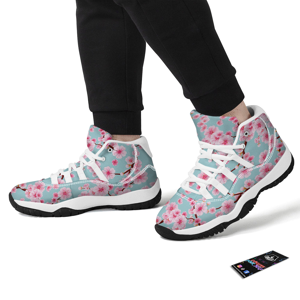 Cherry Blossom White Print Pattern White Bball Shoes-grizzshop