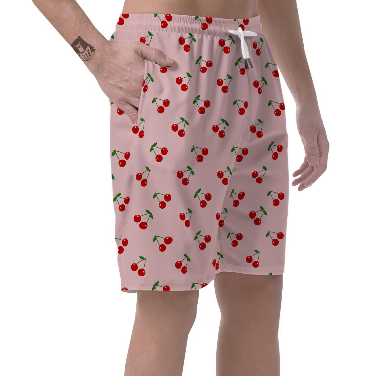 Cherry Pink Pattern Print Men's Shorts-grizzshop