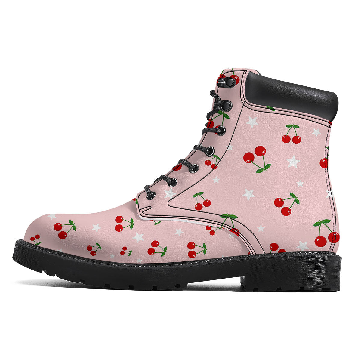 Cherry Pink Print Pattern Boots-grizzshop