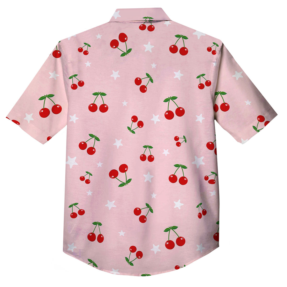 Cherry Pink Print Pattern Button Up Shirt-grizzshop