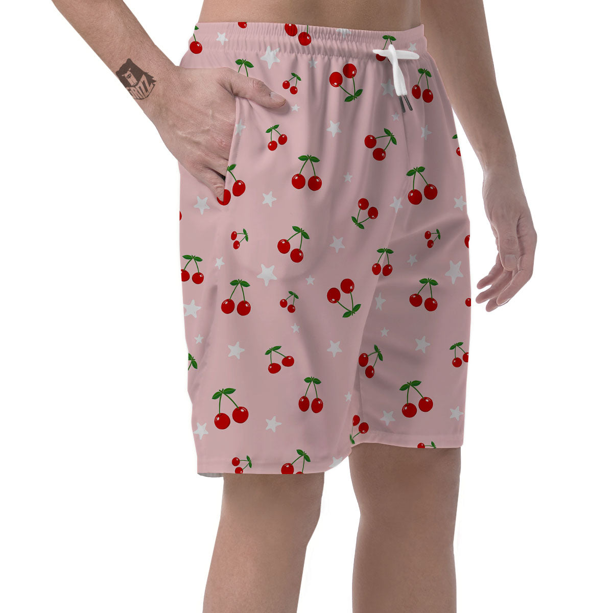Cherry Pink Print Pattern Men's Shorts-grizzshop