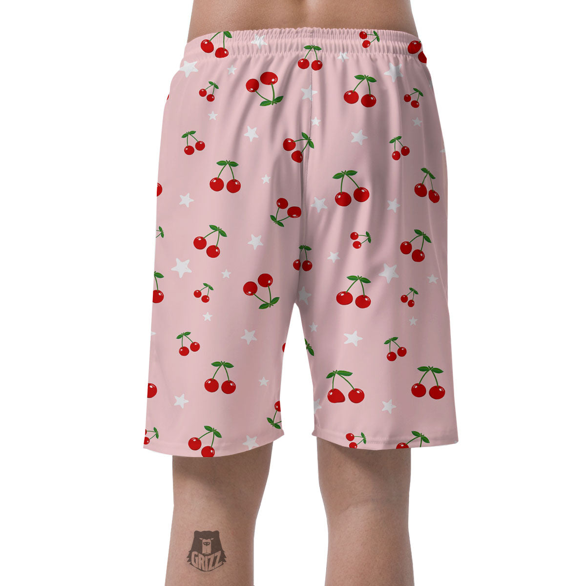 Cherry Pink Print Pattern Men's Shorts-grizzshop