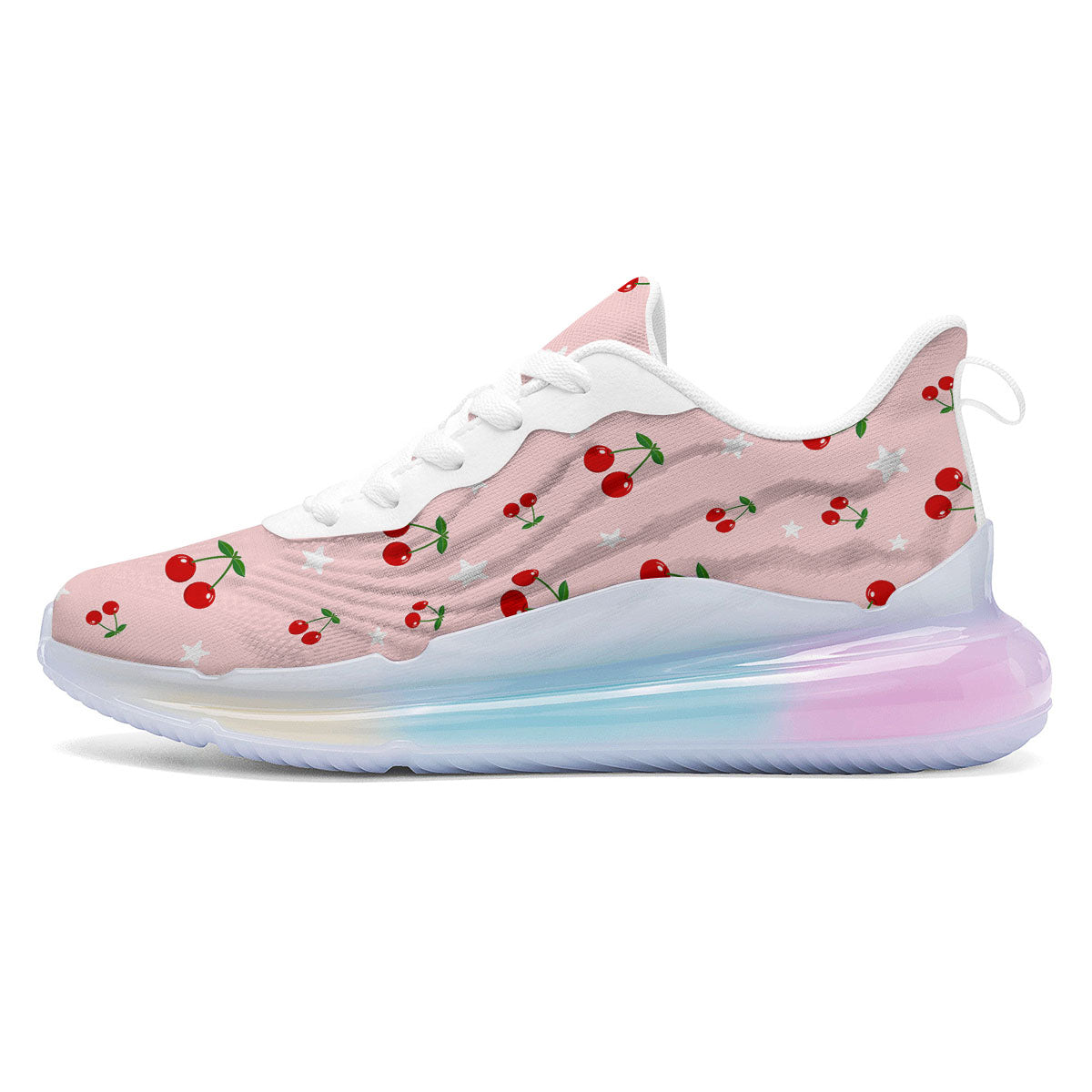 Cherry Pink Print Pattern Running Sneakers-grizzshop