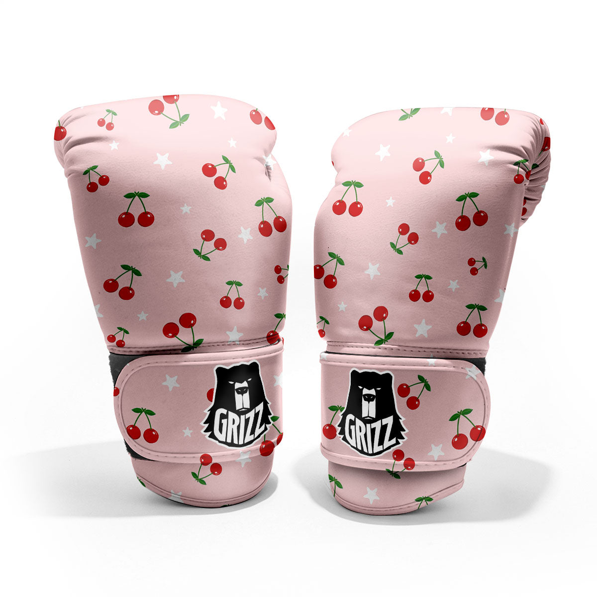 Cherry Pink Print Pattern Sparring Gloves-grizzshop