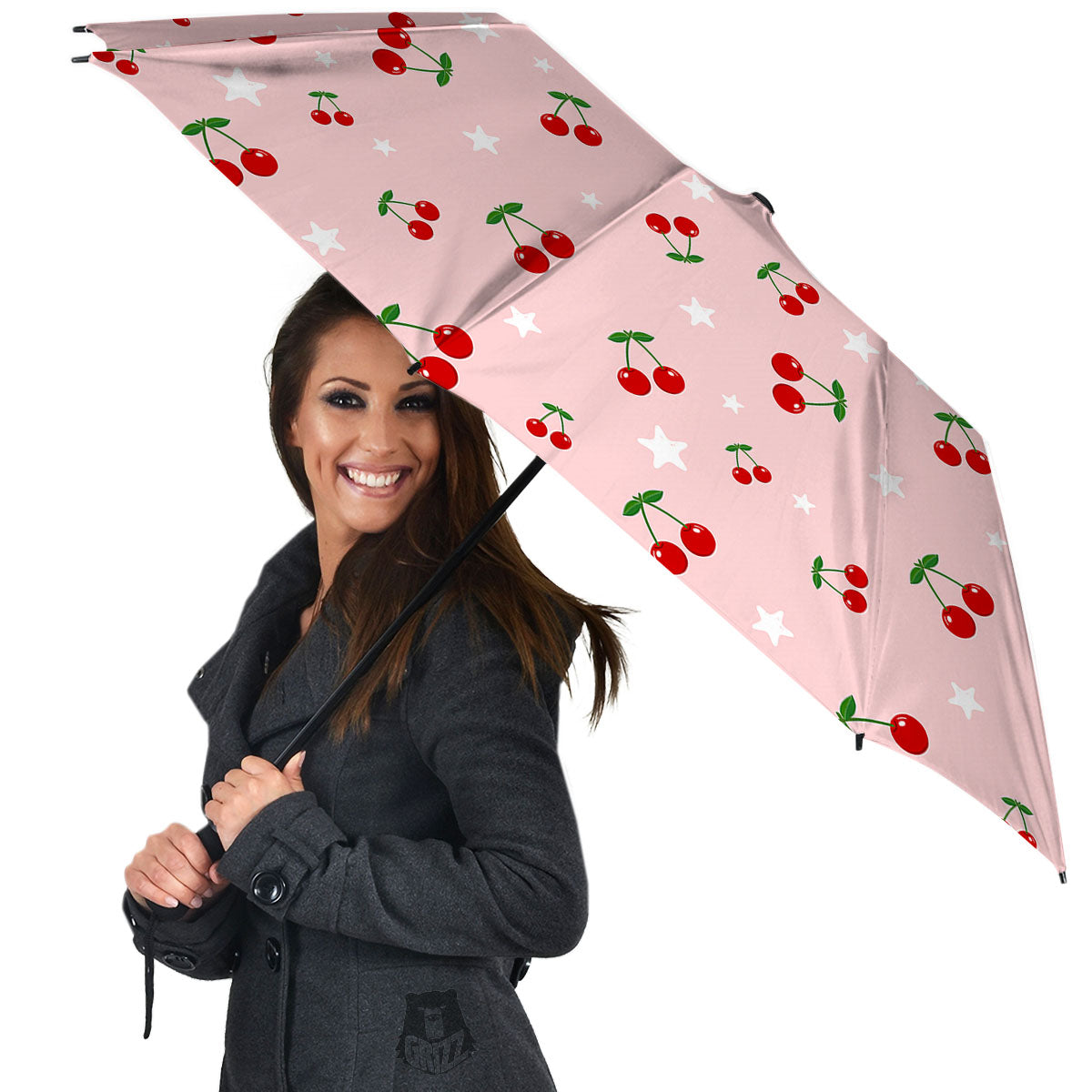 Cherry Pink Print Pattern Umbrella-grizzshop