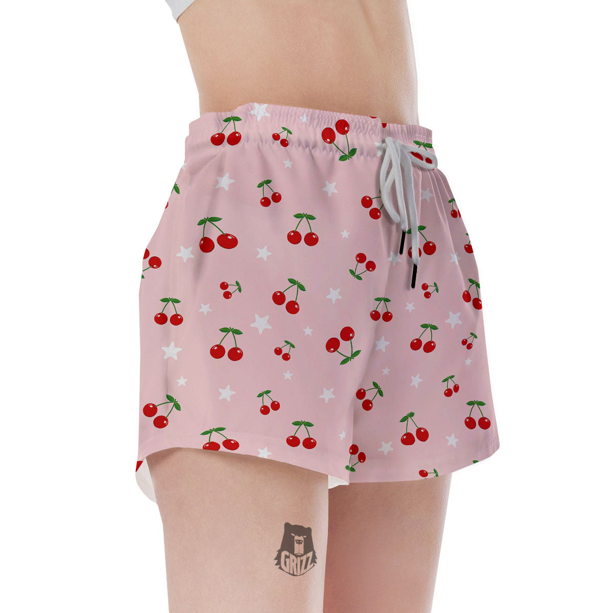 Cherry Pink Print Pattern Women's Shorts-grizzshop