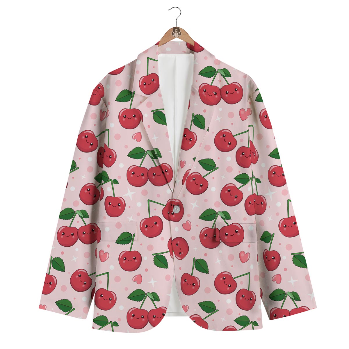 Cherry Print Pattern Men's Blazer-grizzshop