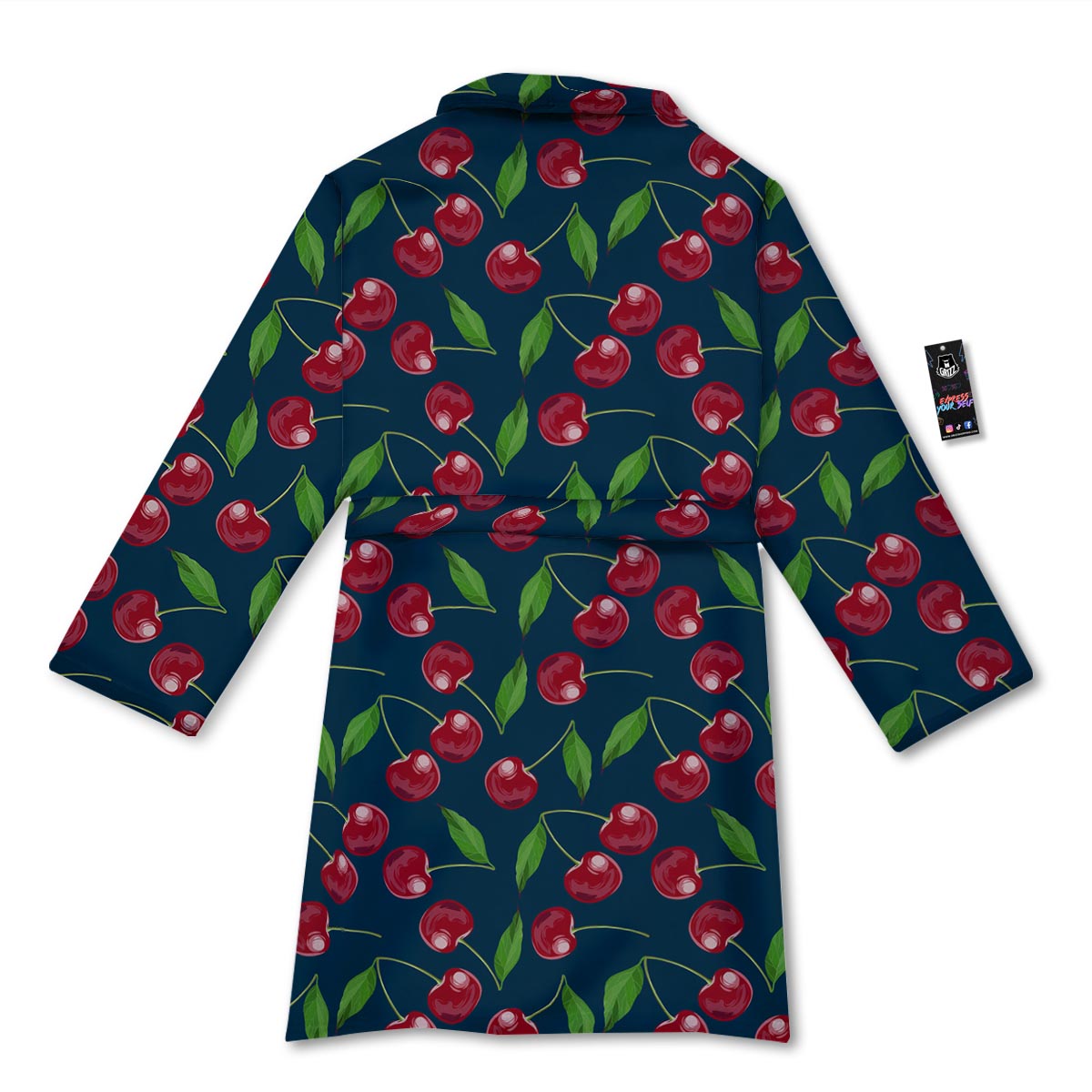Cherry Red Print Pattern Bathrobe-grizzshop