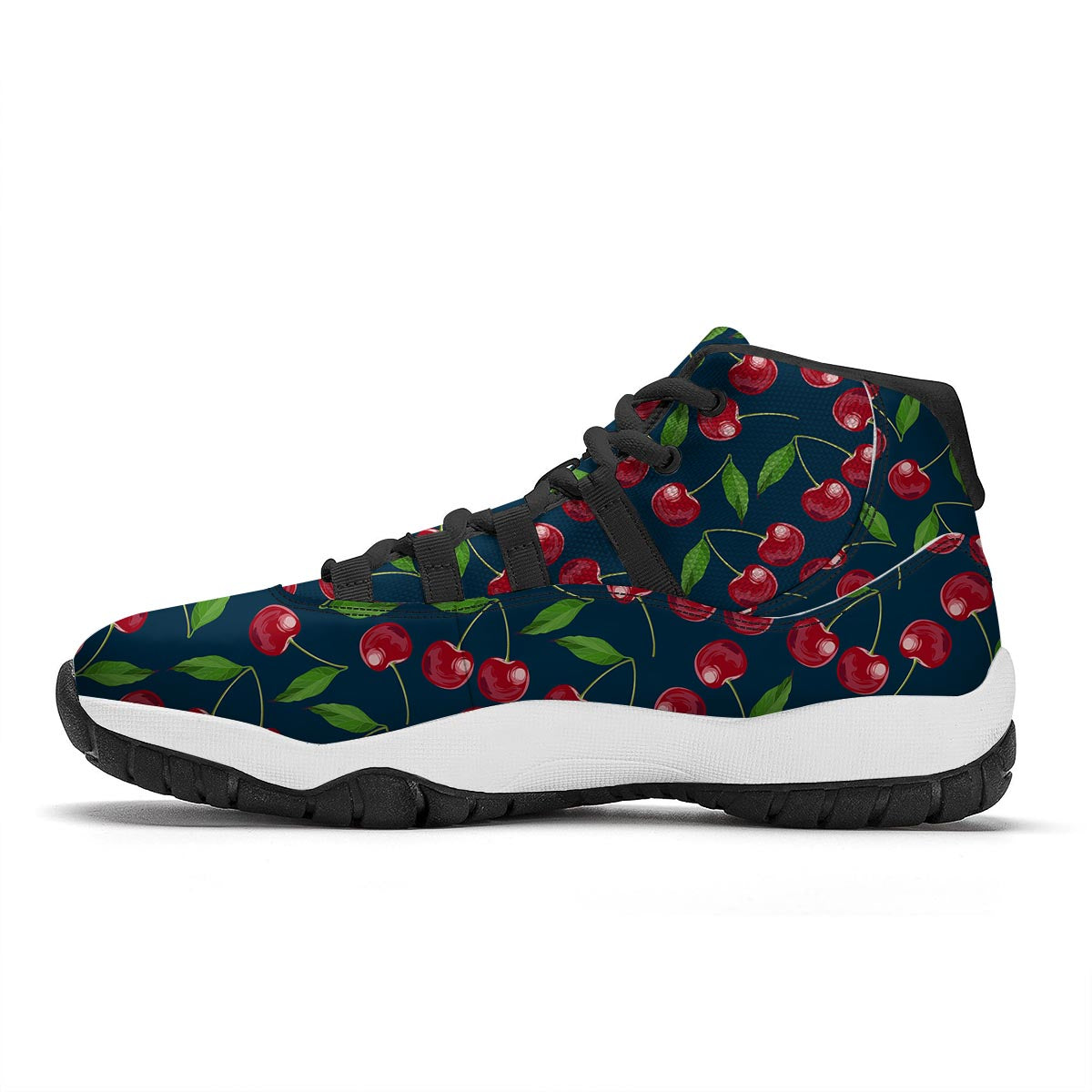 Cherry Red Print Pattern Black Bball Shoes-grizzshop