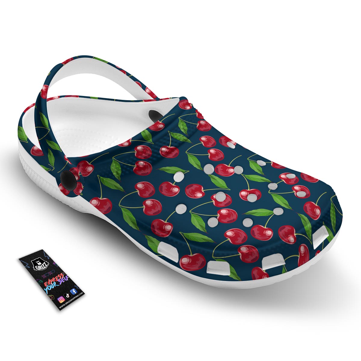 Cherry Red Print Pattern Clog-grizzshop