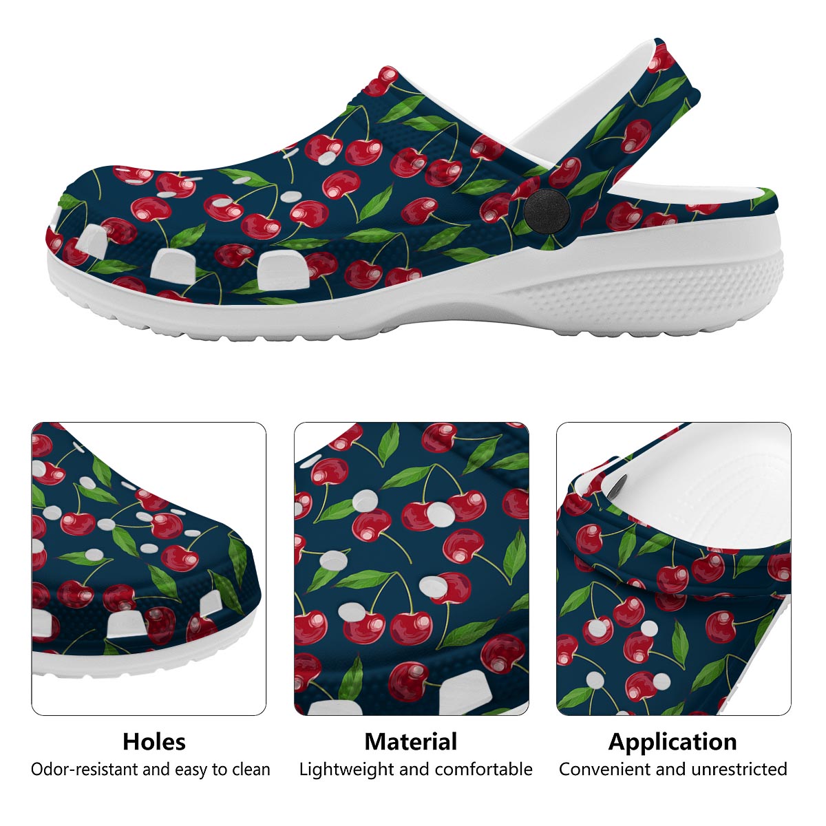 Cherry Red Print Pattern Clog-grizzshop