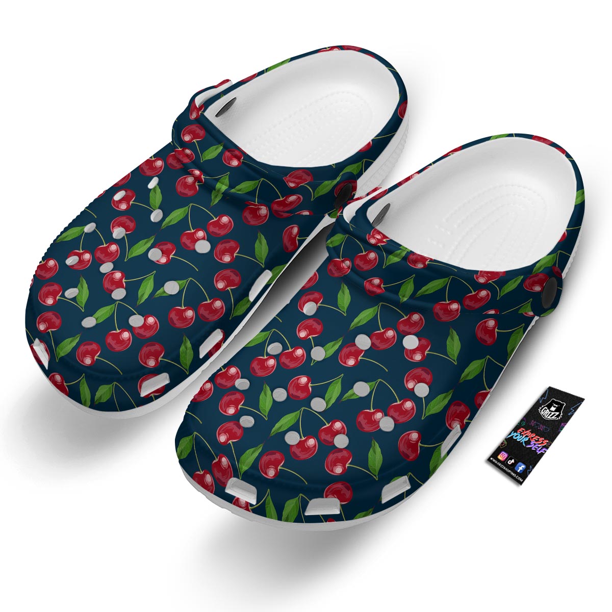 Cherry Red Print Pattern Clog-grizzshop