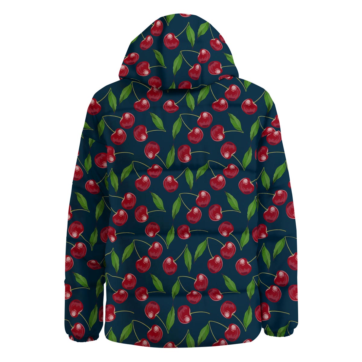 Cherry Red Print Pattern Down Jacket-grizzshop