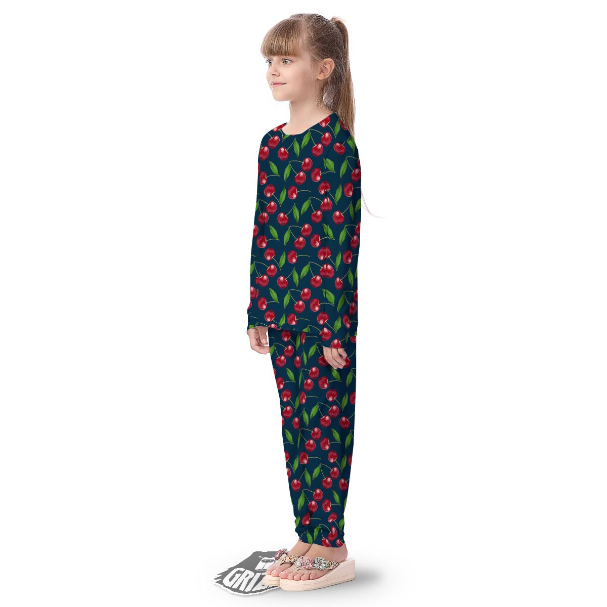 Cherry Red Print Pattern Kid's Pajamas-grizzshop