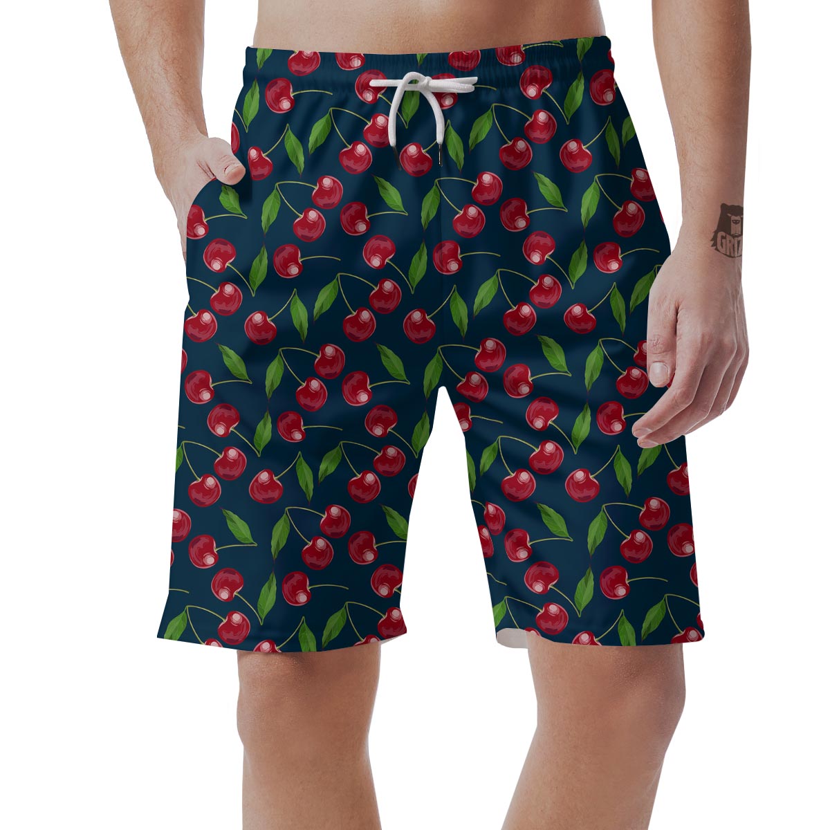 Cherry Red Print Pattern Men's Shorts-grizzshop