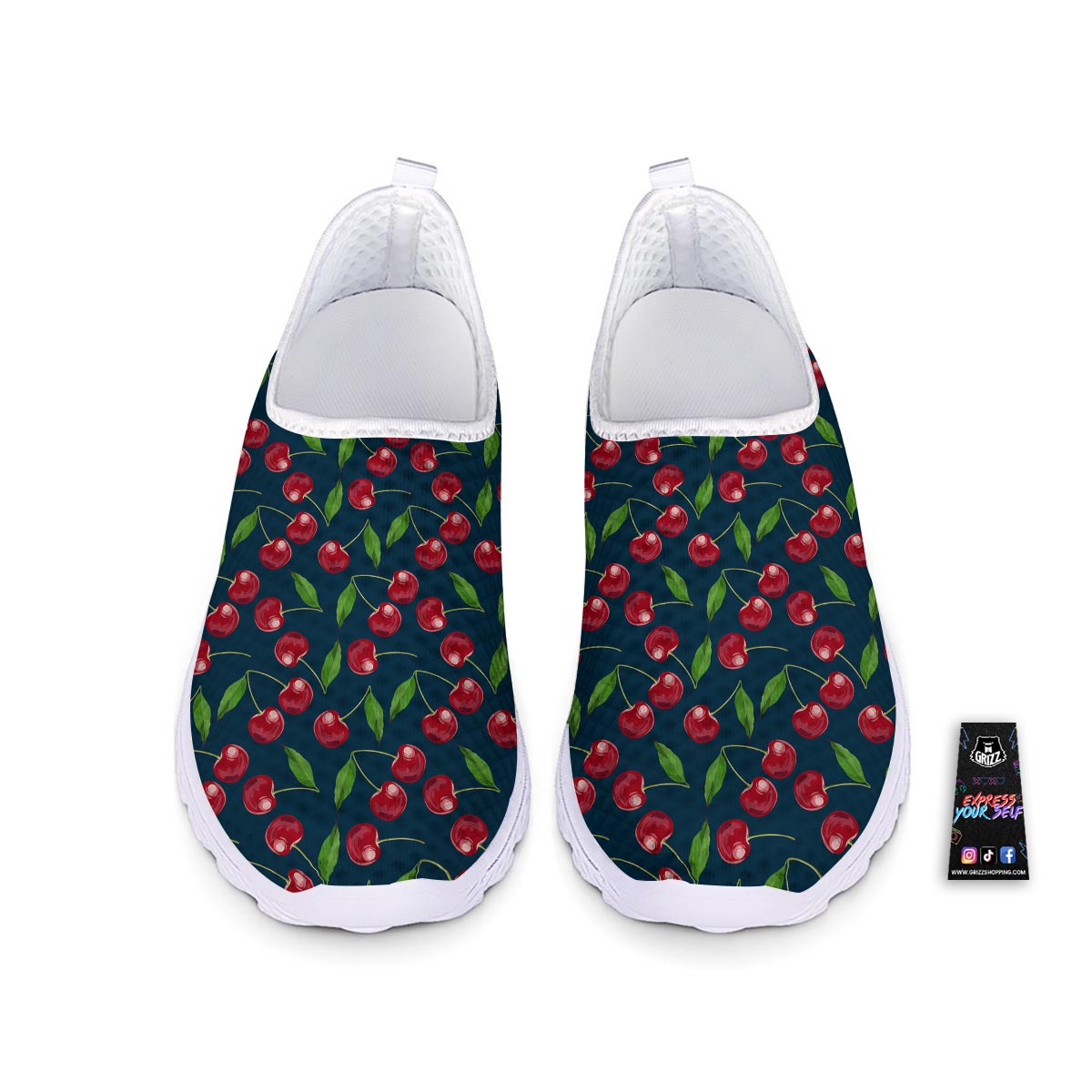 Cherry Red Print Pattern Nurse Shoes-grizzshop