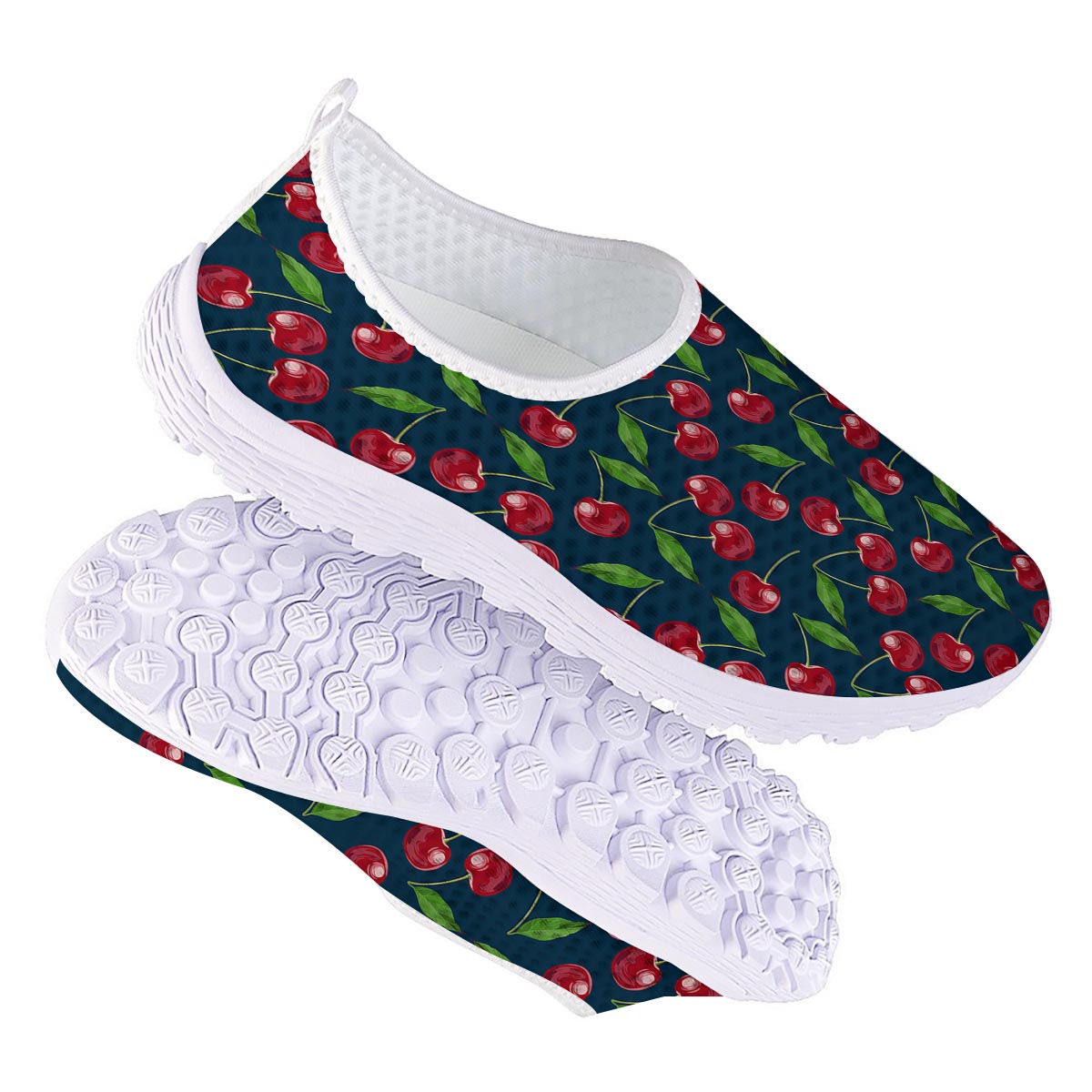 Cherry Red Print Pattern Nurse Shoes-grizzshop