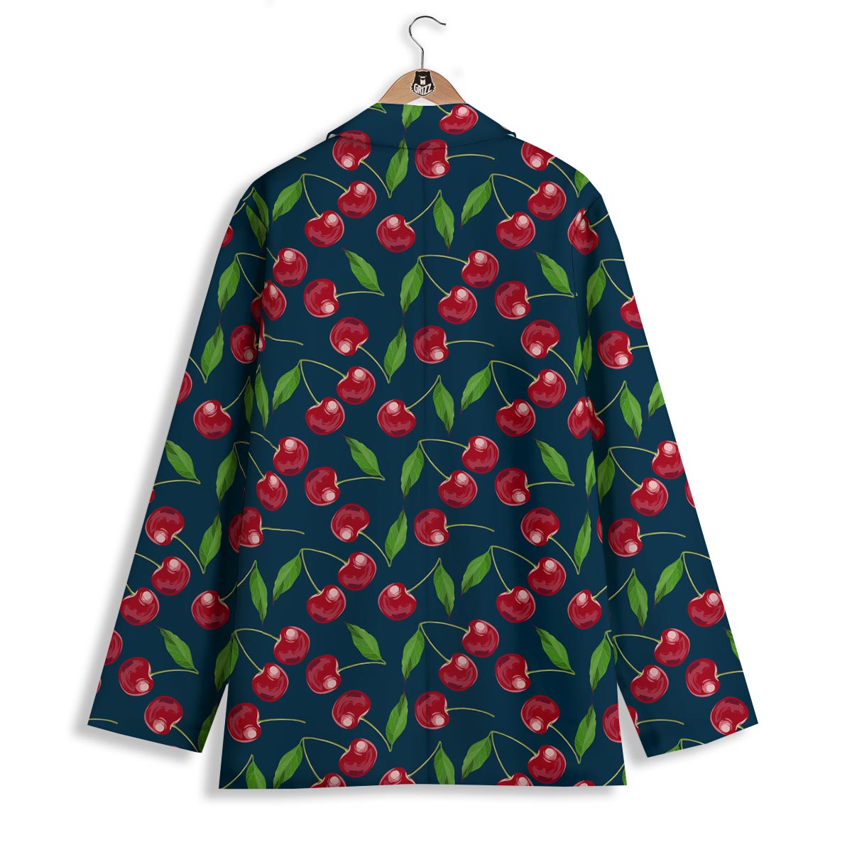 Cherry Red Print Pattern Women's Blazer-grizzshop