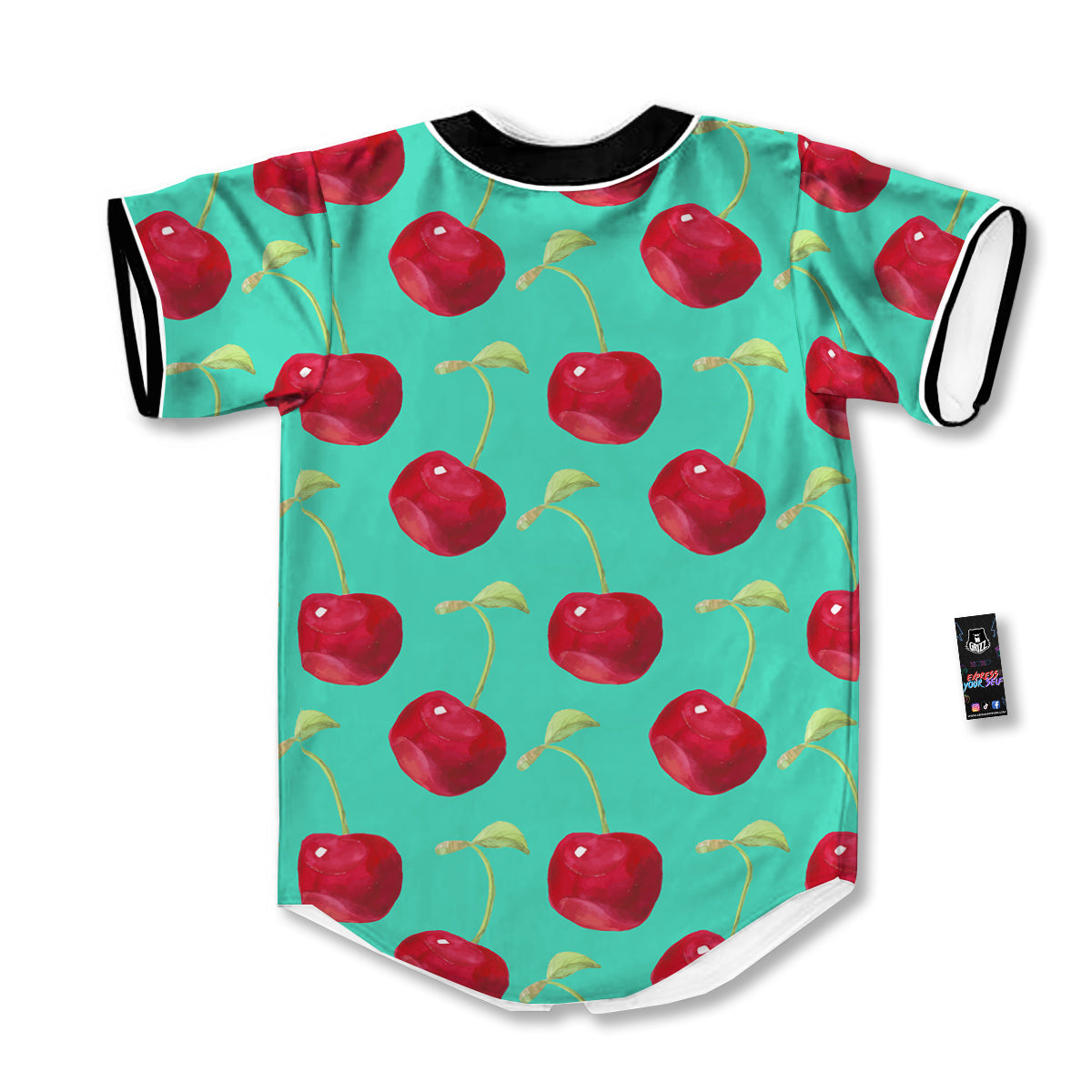 Cherry Watercolor Print Pattern Baseball Jersey-grizzshop