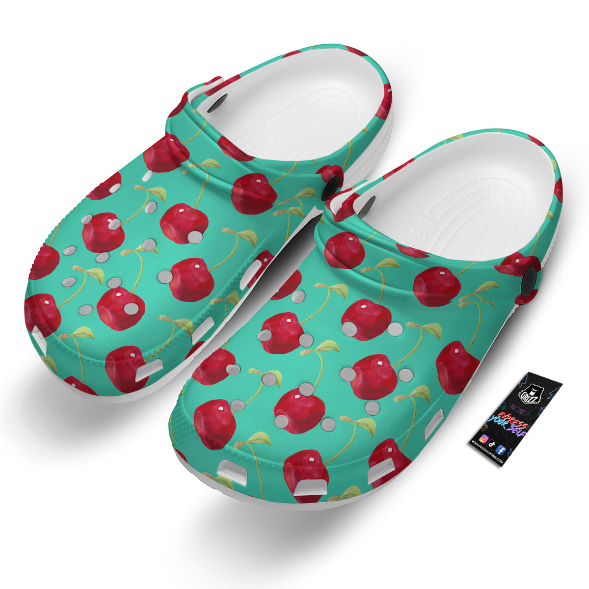 Cherry Watercolor Print Pattern Clog-grizzshop