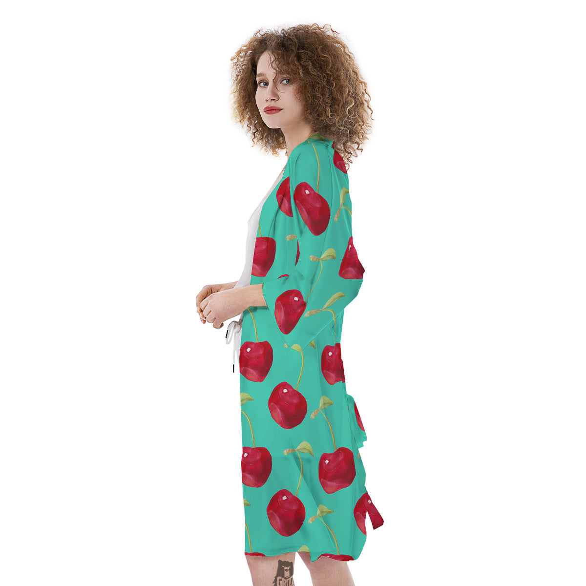 Cherry Watercolor Print Pattern Kimono-grizzshop