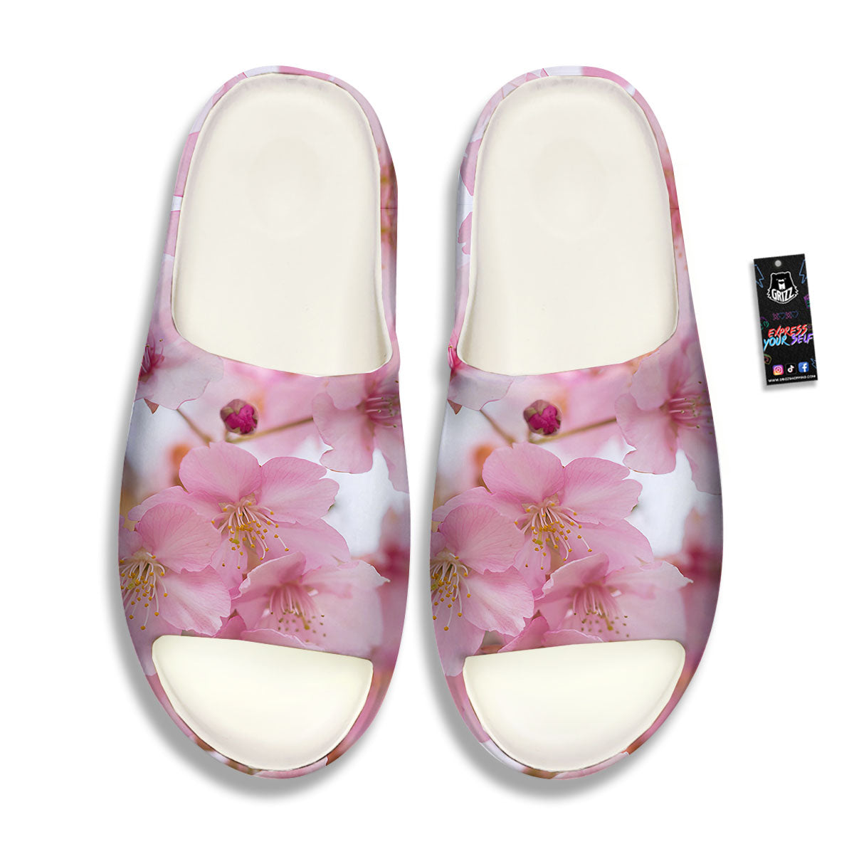 Cherry Blossom Pink Print Sandals-grizzshop