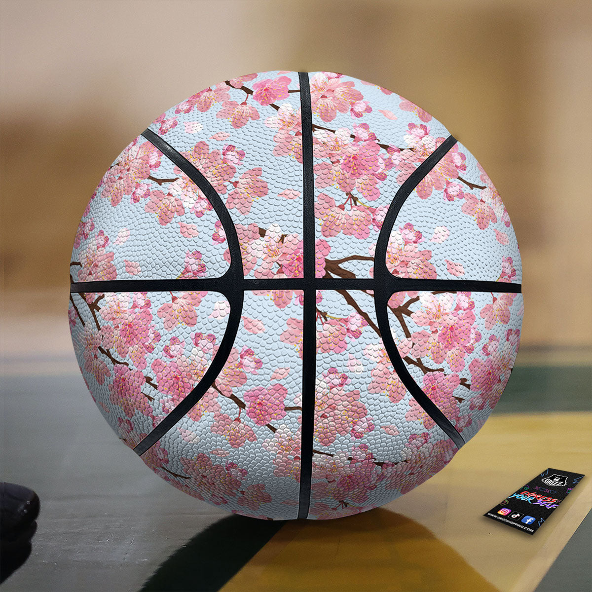 Cherry Blossom Tree Japanese Print Pattern Basketball