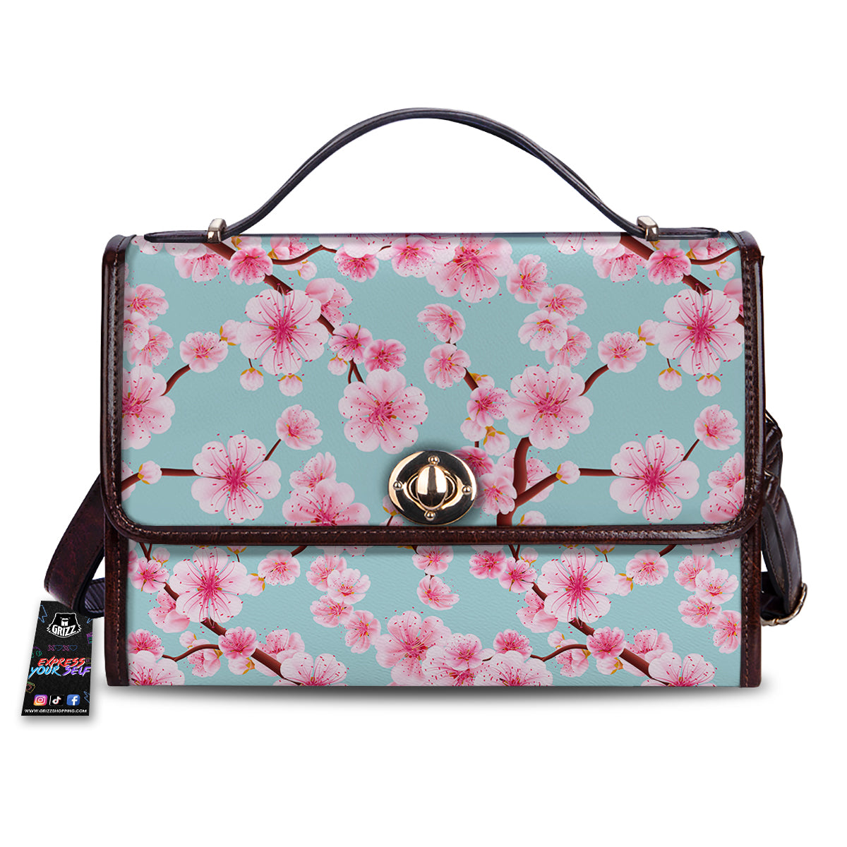 Cherry Blossom White Print Pattern Women's Satchel Bag