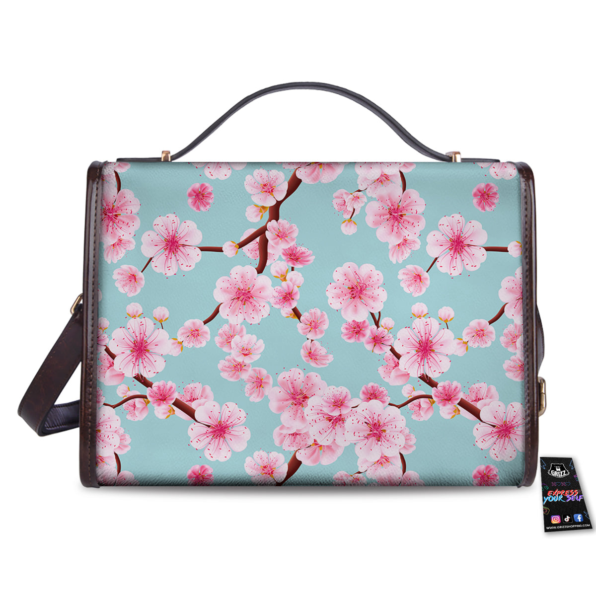 Cherry Blossom White Print Pattern Women's Satchel Bag