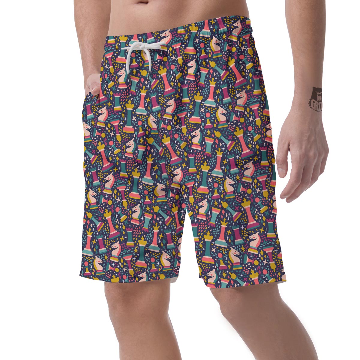 Chess Colorful Pattern Print Men's Shorts-grizzshop
