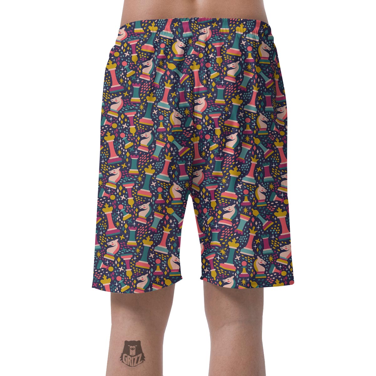 Chess Colorful Pattern Print Men's Shorts-grizzshop