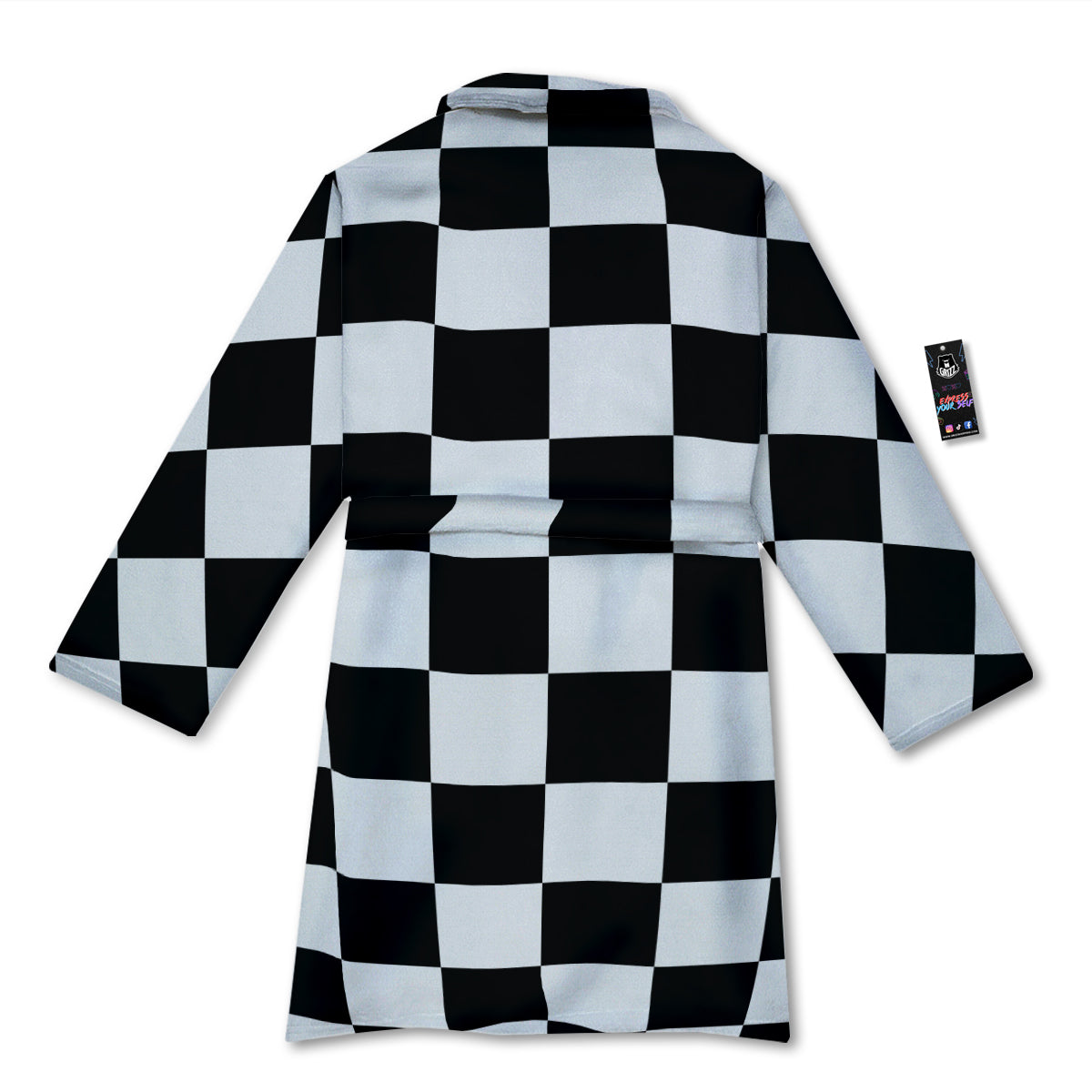 Chessboard Sphere Print Bathrobe-grizzshop
