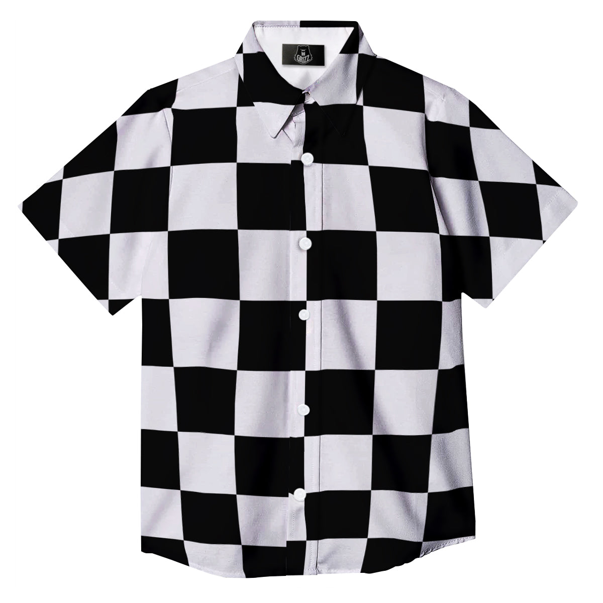 Chessboard Sphere Print Button Up Shirt-grizzshop