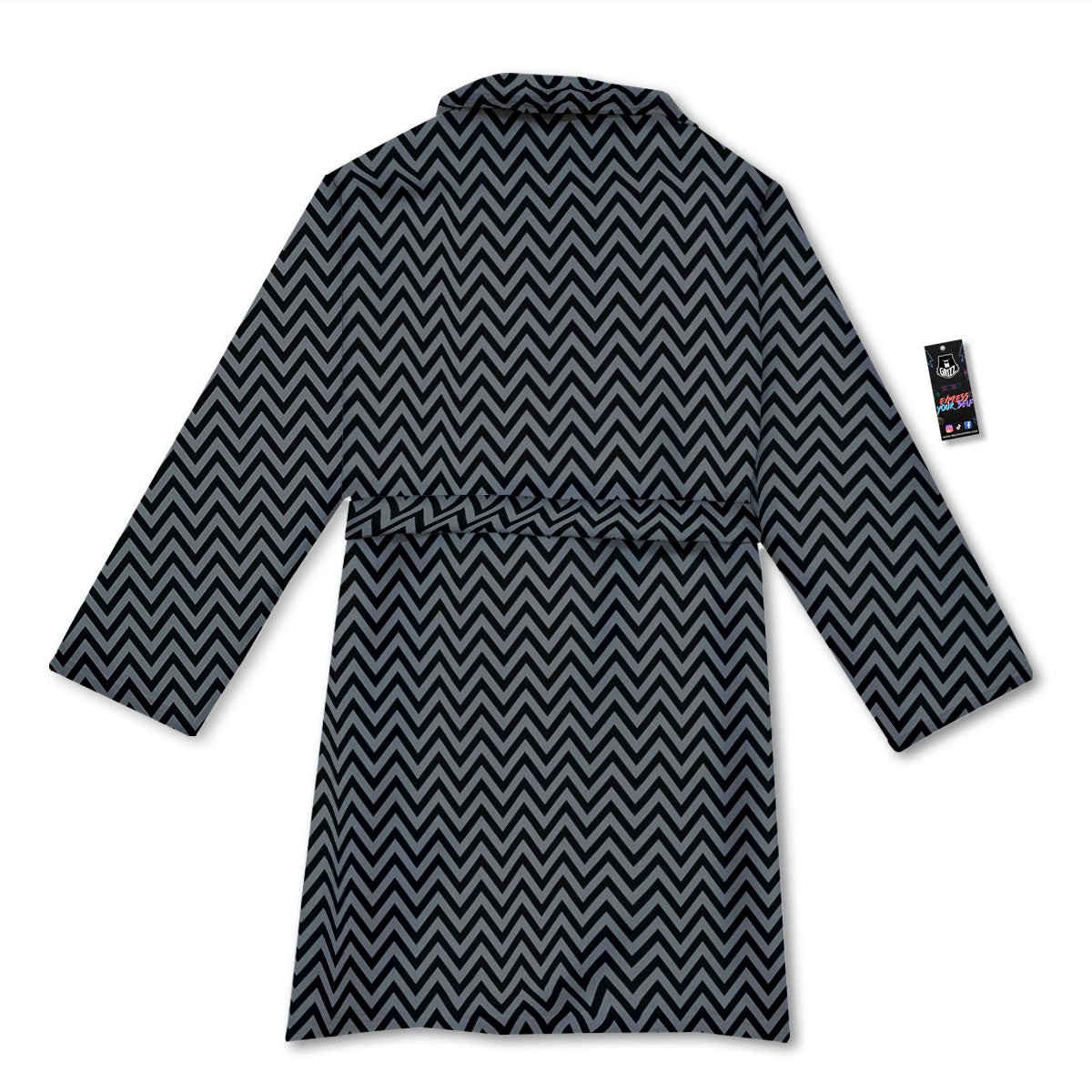 Chevron Black And Grey Print Pattern Bathrobe-grizzshop