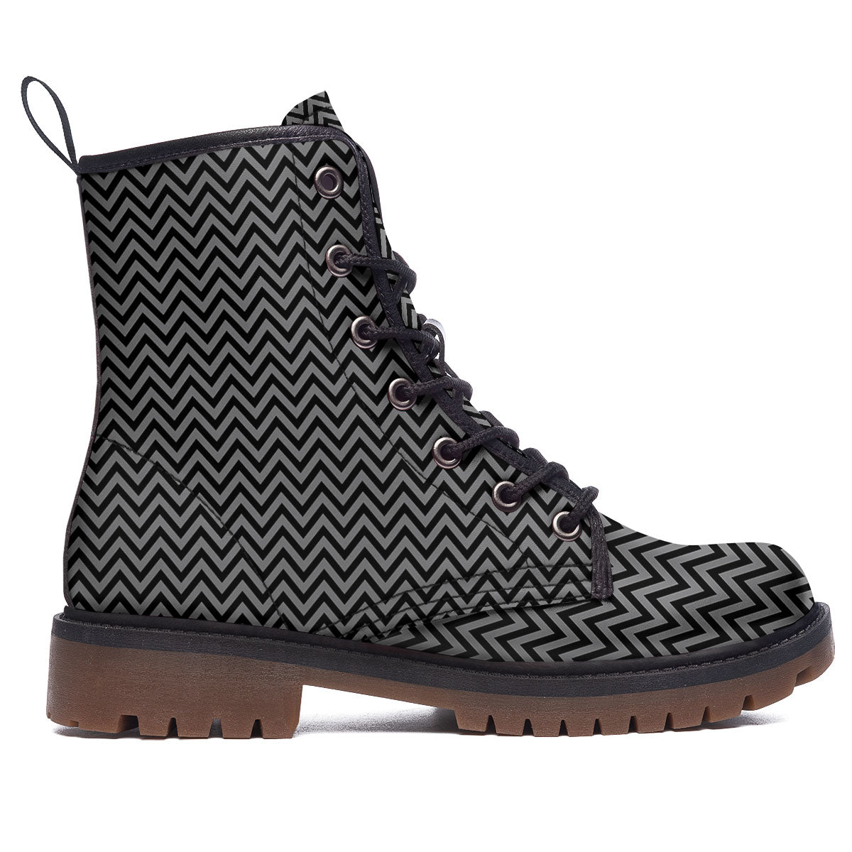 Chevron Black And Grey Print Pattern Work Boots-grizzshop