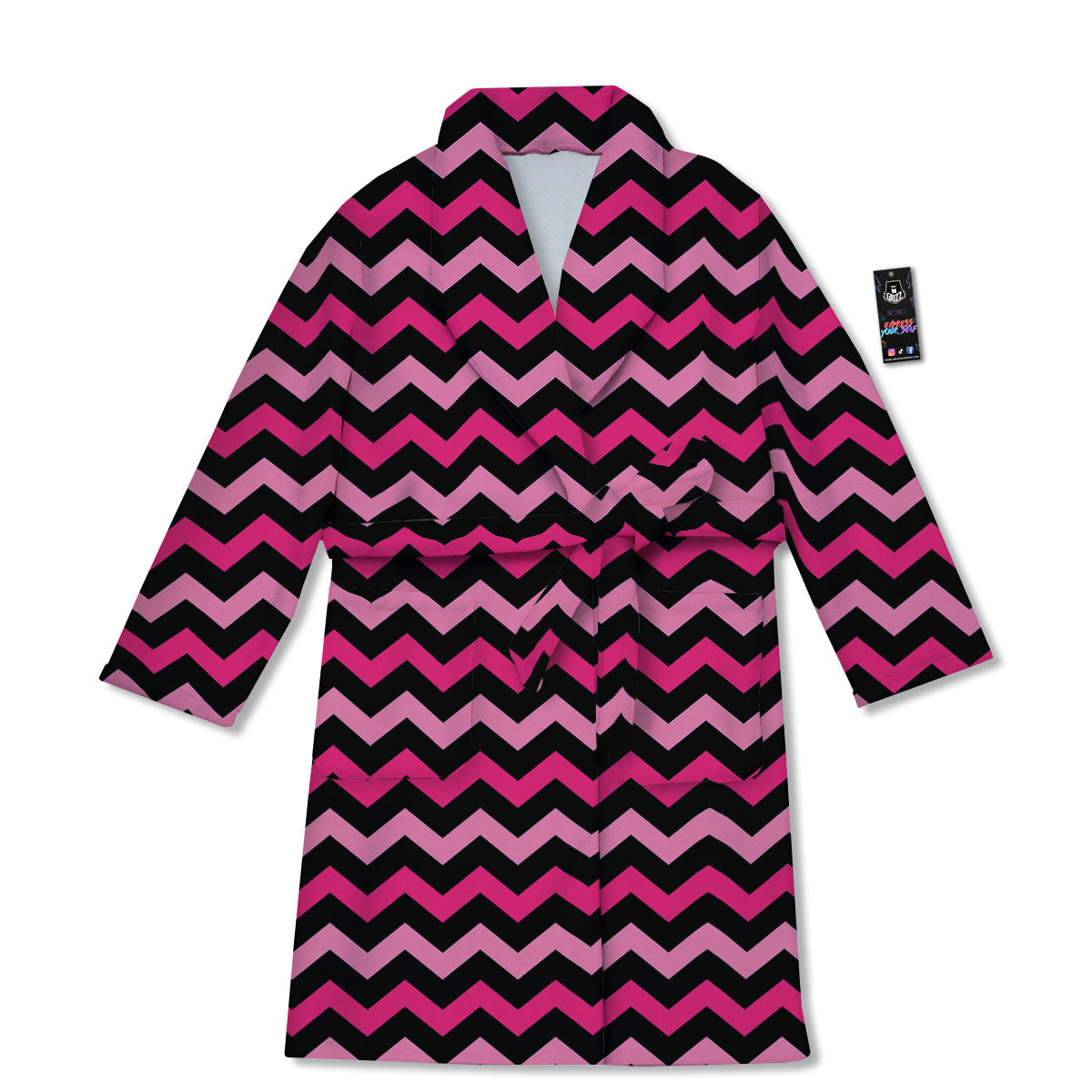 Chevron Black And Pink Print Pattern Bathrobe-grizzshop