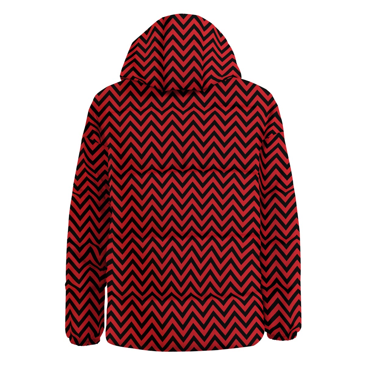 Chevron Black And Red Print Pattern Down Jacket-grizzshop