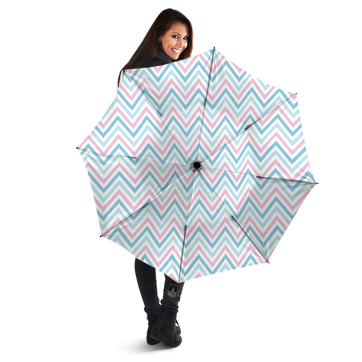 Chevron Blue And Pink Print Pattern Umbrella-grizzshop