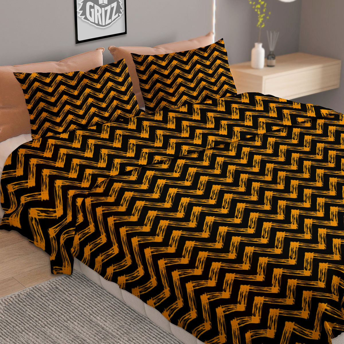 Chevron Halloween Print Pattern Duvet Cover Bedding Set