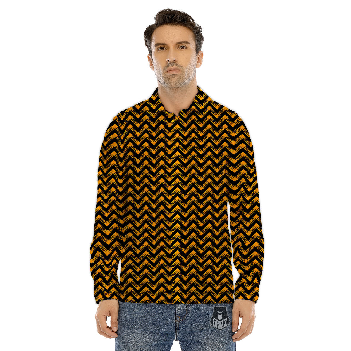 Chevron Halloween Print Pattern Men's Dress Shirts-grizzshop