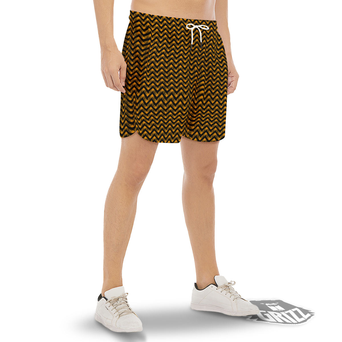 Chevron Halloween Print Pattern Men's Gym Shorts-grizzshop