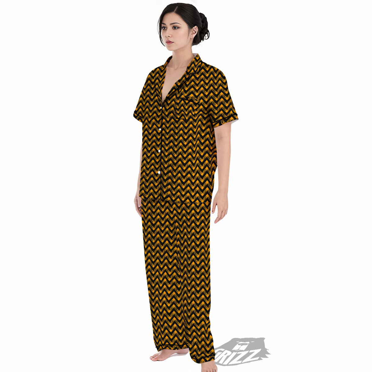 Chevron Halloween Print Pattern Women's Pajamas Set-grizzshop