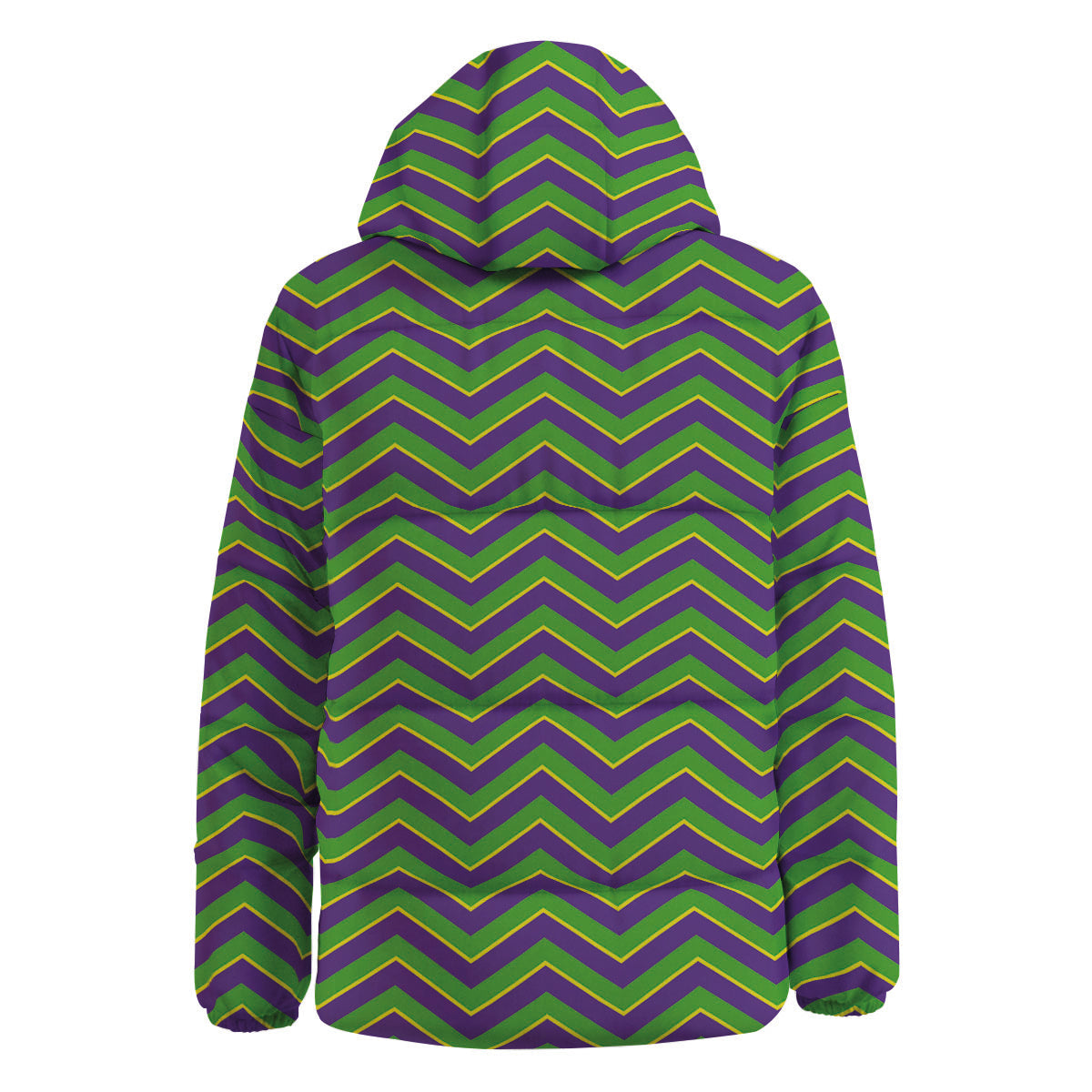 Chevron Mardi Gras Print Pattern Down Jacket-grizzshop